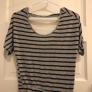 Gray and black striped tee shirt